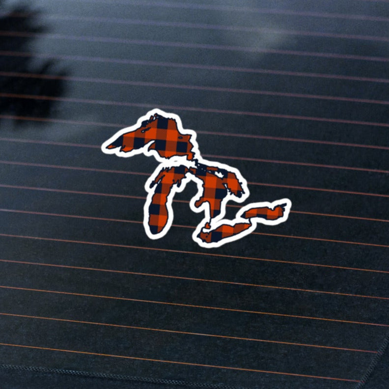 Great Lakes Sticker - Plaid in Bears Colors