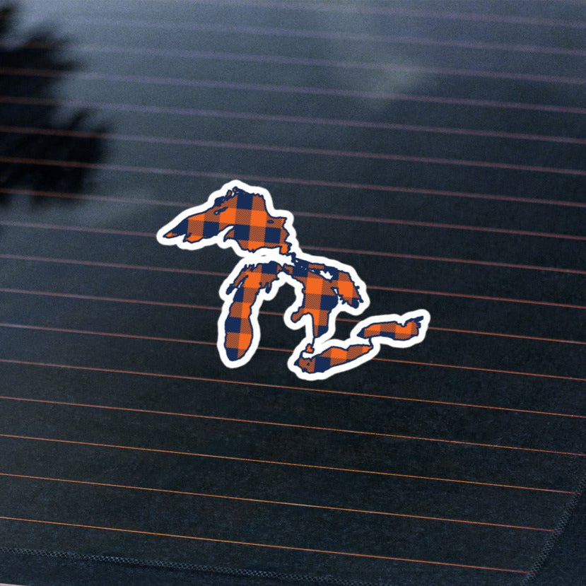 Great Lakes Sticker - Plaid in Tigers Colors