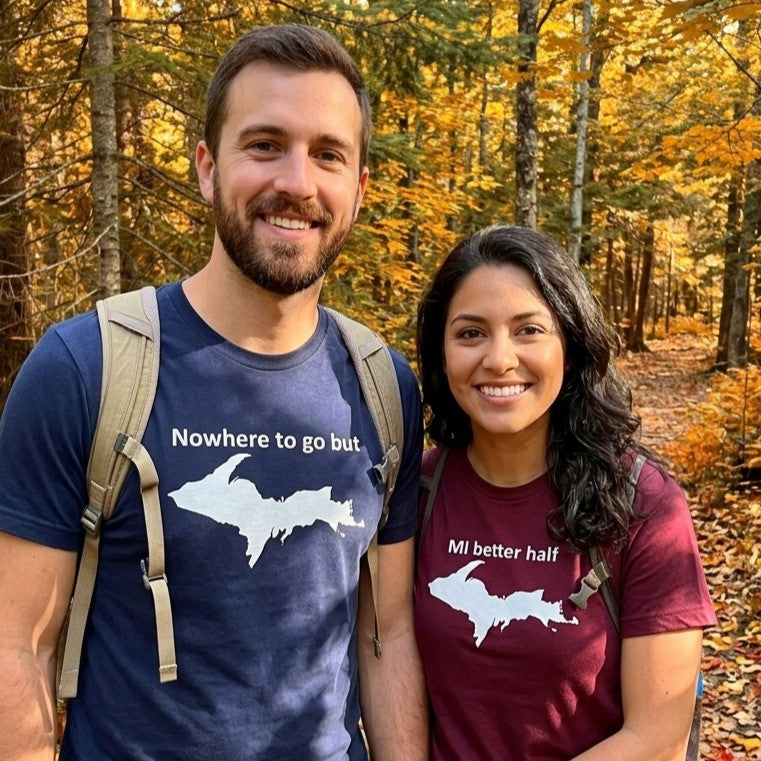 Michigan's Upper Peninsula, the UP, T-Shirts on 2 hikers