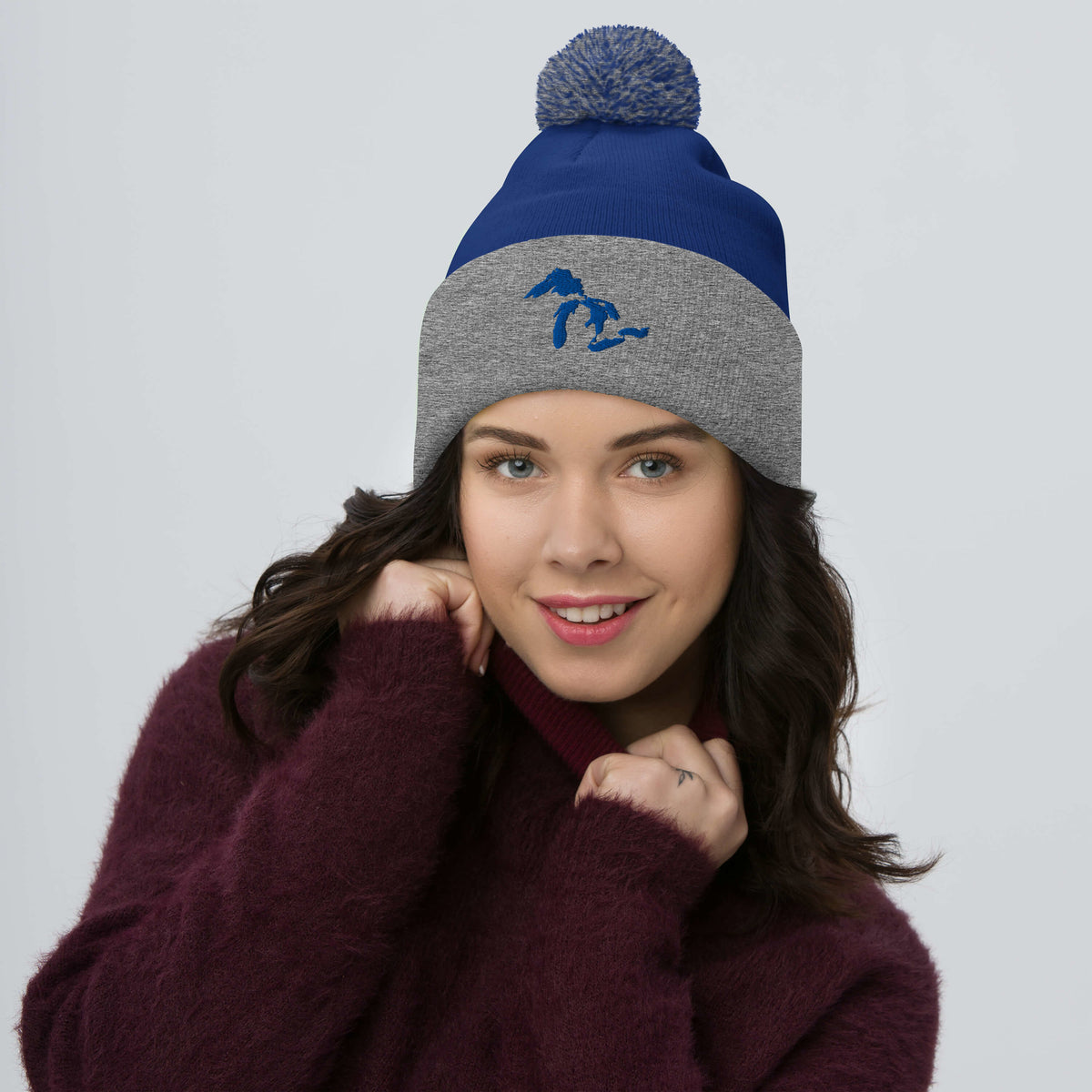Great Lakes Pom-Pom Beanie  | Choose Embroidery Color